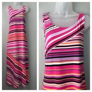 Dopamine Striped Maxi Tank Dress Size Medium Stretch Knit Beach Summer Vacation